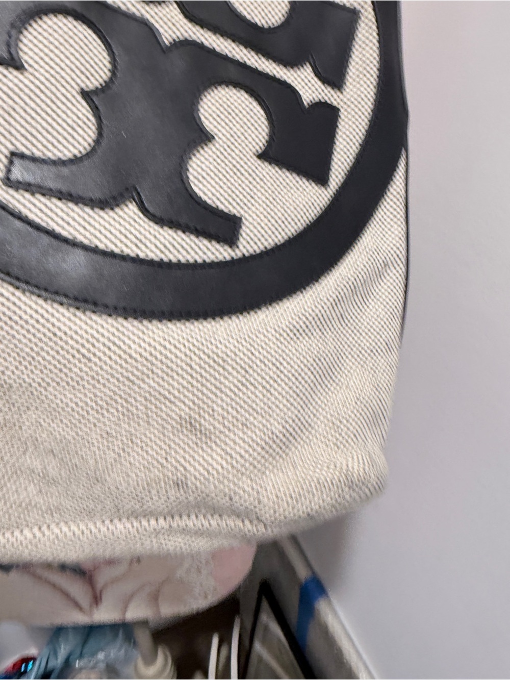 Tory Burch Black & Natural Canvas Logo Tote - Picture 2 of 7